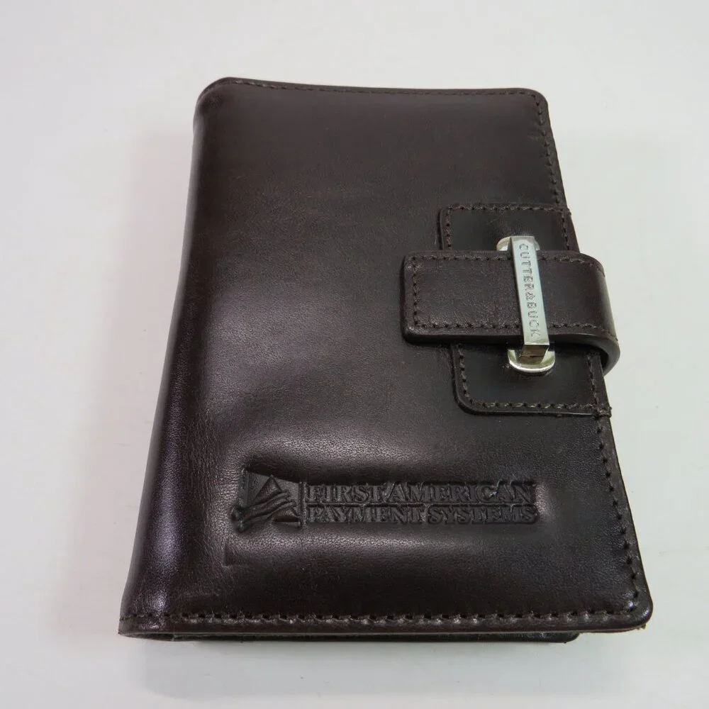 Cutter and Buck Genuine Leather Travel Wallet w Large Pocket & Notepad w Box